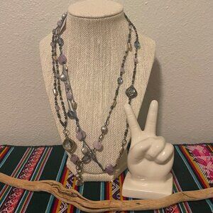 Peyote Bird Glass Stone Beaded Adjustable Statement Necklace With Silver-Tone Ac